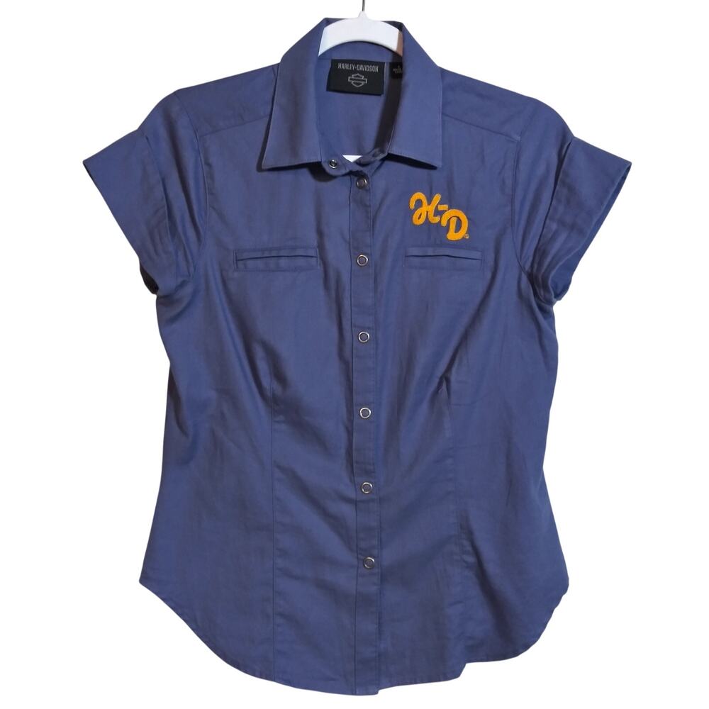 Harley-Davidson Blue Final Lap Chain Stitch Shirt Size Small